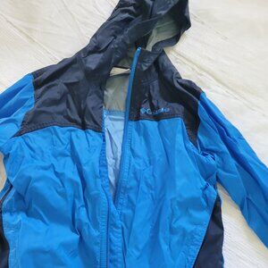 Bright blue and navy Columbia kids size 8/S raincoat